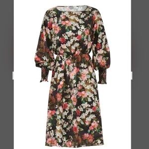 Jay Godfrey Silk Floral Puff Sleeve Dress